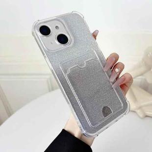 For iPhone 14 Four-cornered Glitter Electroplated Card Bag TPU Phone Case(Transparent)