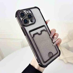 For iPhone 14 Pro Four-cornered Glitter Electroplated Card Bag TPU Phone Case(Black)