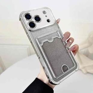For iPhone 17 Pro Max Four-cornered Glitter Electroplated Card Bag TPU Phone Case(Silver)