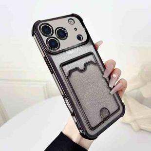 For iPhone 17 Pro Four-cornered Glitter Electroplated Card Bag TPU Phone Case(Black)