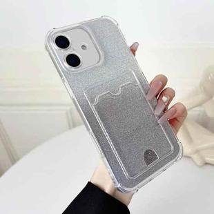 For iPhone 17 Four-cornered Glitter Electroplated Card Bag TPU Phone Case(Transparent)