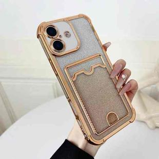 For iPhone 17 Four-cornered Glitter Electroplated Card Bag TPU Phone Case(Gold)