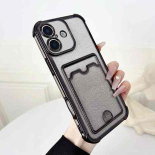 For iPhone 17 Four-cornered Glitter Electroplated Card Bag TPU Phone Case(Black)
