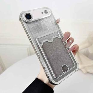 For iPhone 17 Air Four-cornered Glitter Electroplated Card Bag TPU Phone Case(Silver)