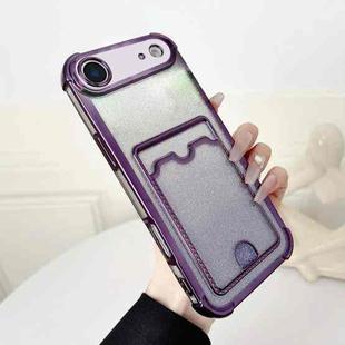 For iPhone 17 Air Four-cornered Glitter Electroplated Card Bag TPU Phone Case(Purple)