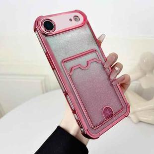For iPhone 17 Air Four-cornered Glitter Electroplated Card Bag TPU Phone Case(Pink)