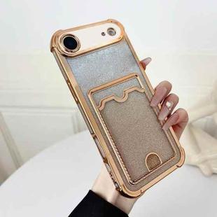For iPhone 17 Air Four-cornered Glitter Electroplated Card Bag TPU Phone Case(Gold)