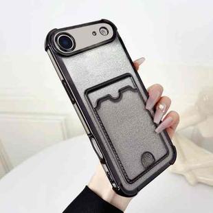 For iPhone 17 Air Four-cornered Glitter Electroplated Card Bag TPU Phone Case(Black)