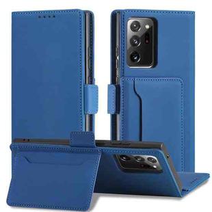 For Samsung Galaxy Note20 Ultra Magnetism Skin Feel Card Holder Leather Phone Case(Blue)
