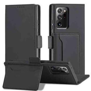 For Samsung Galaxy Note20 Ultra Magnetism Skin Feel Card Holder Leather Phone Case(black)