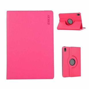 For iPad mini 2024 / mini 6 ENKAY 360 Degree Rotation Litchi Leather Smart Tablet Case(Rose Red)
