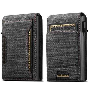 The Suteni denim pattern button automatically pops out the card box(Black)