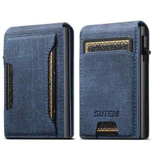 The Suteni denim pattern button automatically pops out the card box(Blue)