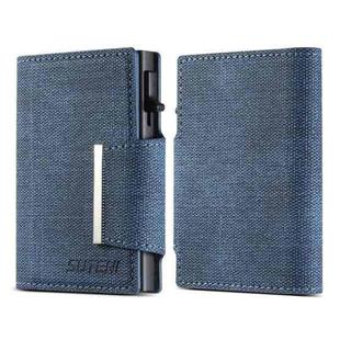 Suteni Denim Buckle Button Automatically Pops Out the Card Box(Blue)