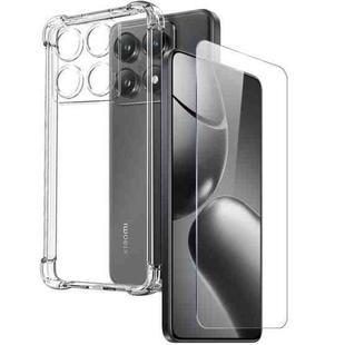 For Xiaomi 14T Pro 5G NORTHJO 2 in 1 TPU Airbag Shockproof Phone Case with Screen Film(Clear)