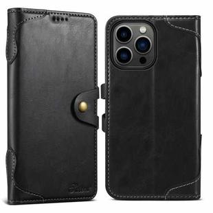 For iPhone 15 Pro Max Suteni Q-03 Oil Wax Magnetic Clasp Leather Phone Case(Black)