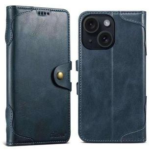 For iPhone 15 Suteni Q-03 Oil Wax Magnetic Clasp Leather Phone Case(Blue)
