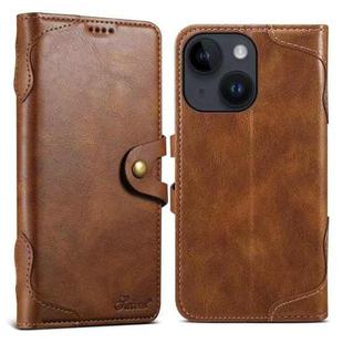 For iPhone 13 Suteni Q-03 Oil Wax Magnetic Clasp Leather Phone Case(Brown)