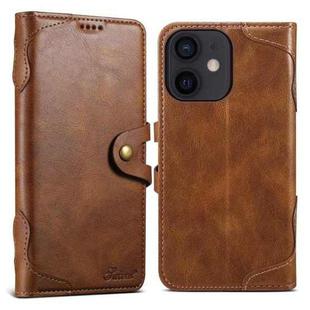 For iPhone 12 mini Suteni Q-03 Oil Wax Magnetic Clasp Leather Phone Case(Brown)