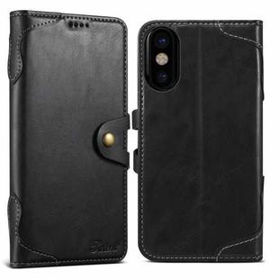 For iPhone X / XS Suteni Q-03 Oil Wax Magnetic Clasp Leather Phone Case(Black)