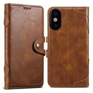 For iPhone X / XS Suteni Q-03 Oil Wax Magnetic Clasp Leather Phone Case(Brown)