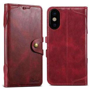 For iPhone X / XS Suteni Q-03 Oil Wax Magnetic Clasp Leather Phone Case(Red)