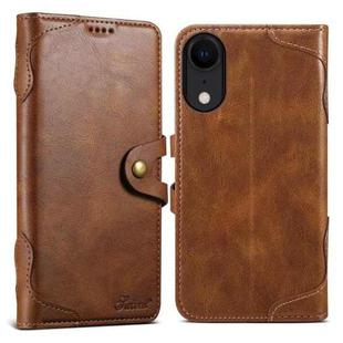 For iPhone XR Suteni Q-03 Oil Wax Magnetic Clasp Leather Phone Case(Brown)