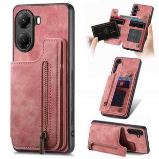 For Xiaomi Poco X7 Pro Retro Leather Zipper Wallet Back Phone Case(Pink)
