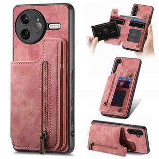 For Redmi K80 Pro / Poco F7 Ultra Retro Leather Zipper Wallet Back Phone Case(Pink)