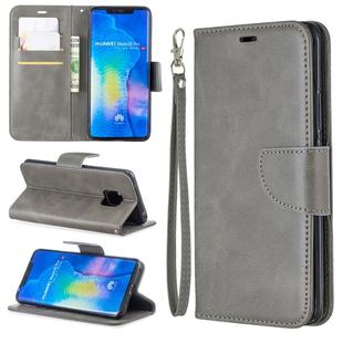 Retro Lambskin Texture Pure Color Horizontal Flip PU Leather Case For Huawei Mate 20 Pro, with Holder & Card Slots & Wallet & Lanyard(Grey)