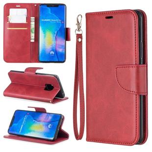 Retro Lambskin Texture Pure Color Horizontal Flip PU Leather Case For Huawei Mate 20 Pro, with Holder & Card Slots & Wallet & Lanyard(Red)