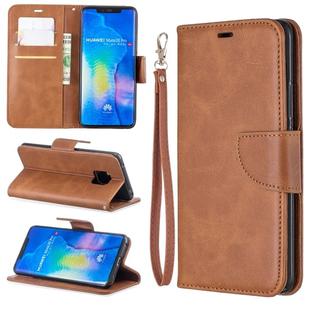 Retro Lambskin Texture Pure Color Horizontal Flip PU Leather Case For Huawei Mate 20 Pro, with Holder & Card Slots & Wallet & Lanyard(Brown)