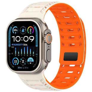 For Apple Watch 46mm / 49mm / 45mm / 44mm Mountain Armor Magnetic Silicone Watch Band(Starlight Orange)
