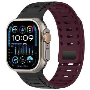 For Apple Watch 42mm / 41mm / 40mm / 38mm Mountain Armor Magnetic Silicone Watch Band(Black Burgundy)