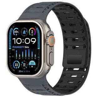 For Apple Watch 42mm / 41mm / 40mm / 38mm Mountain Armor Magnetic Silicone Watch Band(Starlight Gray Black)