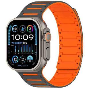 For Apple Watch 46mm / 49mm / 45mm / 44mm Colorful Spirit Piano Soft Magnetic Two-tone Watch Band(Gray Orange)