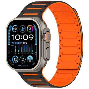 For Apple Watch 46mm / 49mm / 45mm / 44mm Colorful Spirit Piano Soft Magnetic Two-tone Watch Band(Black Orange)