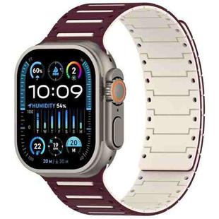 For Apple Watch 46mm / 49mm / 45mm / 44mm Colorful Spirit Piano Soft Magnetic Two-tone Watch Band(Burgundy Starlight)