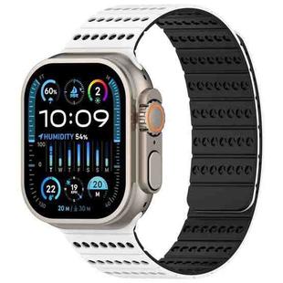 For Apple Watch 46mm / 49mm / 45mm / 44mm Honeycomb Magnetic Watch Band(White black)