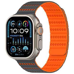 For Apple Watch 46mm / 49mm / 45mm / 44mm Honeycomb Magnetic Watch Band(Gray Orange)