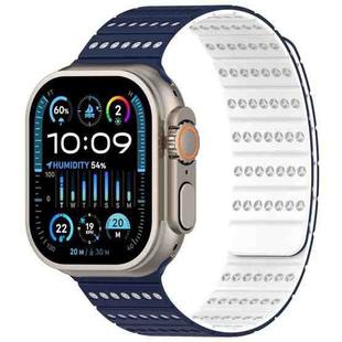 For Apple Watch 46mm / 49mm / 45mm / 44mm Honeycomb Magnetic Watch Band(Deep Blue White)