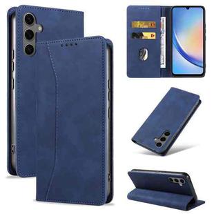 For Samsung Galaxy S24 FE 5G Dreamy Magnetic Dual-fold Calfskin Leather Phone Case(Blue)