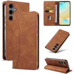 For Samsung Galaxy S24 FE 5G Dreamy Magnetic Dual-fold Calfskin Leather Phone Case(Crown)
