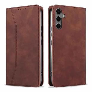 For Samsung Galaxy A34 5G Dreamy Magnetic Dual-fold Calfskin Leather Phone Case(Coffee)