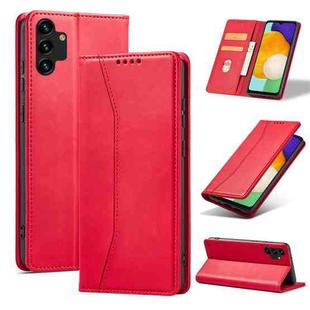 For Samsung Galaxy A13 Dreamy Magnetic Dual-fold Calfskin Leather Phone Case(Red)
