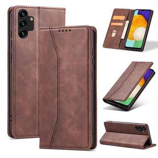 For Samsung Galaxy A13 Dreamy Magnetic Dual-fold Calfskin Leather Phone Case(Coffee)