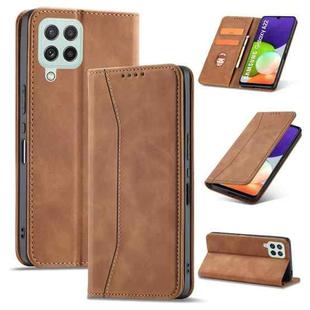 For Samsung Galaxy A22 4G Dreamy Magnetic Dual-fold Calfskin Leather Phone Case(Crown)