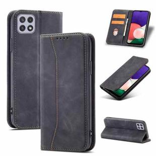For Samsung Galaxy A22 5G Dreamy Magnetic Dual-fold Calfskin Leather Phone Case(Black)