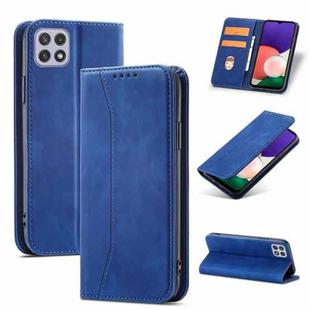 For Samsung Galaxy A22 5G Dreamy Magnetic Dual-fold Calfskin Leather Phone Case(Blue)