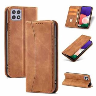 For Samsung Galaxy A22 5G Dreamy Magnetic Dual-fold Calfskin Leather Phone Case(Crown)